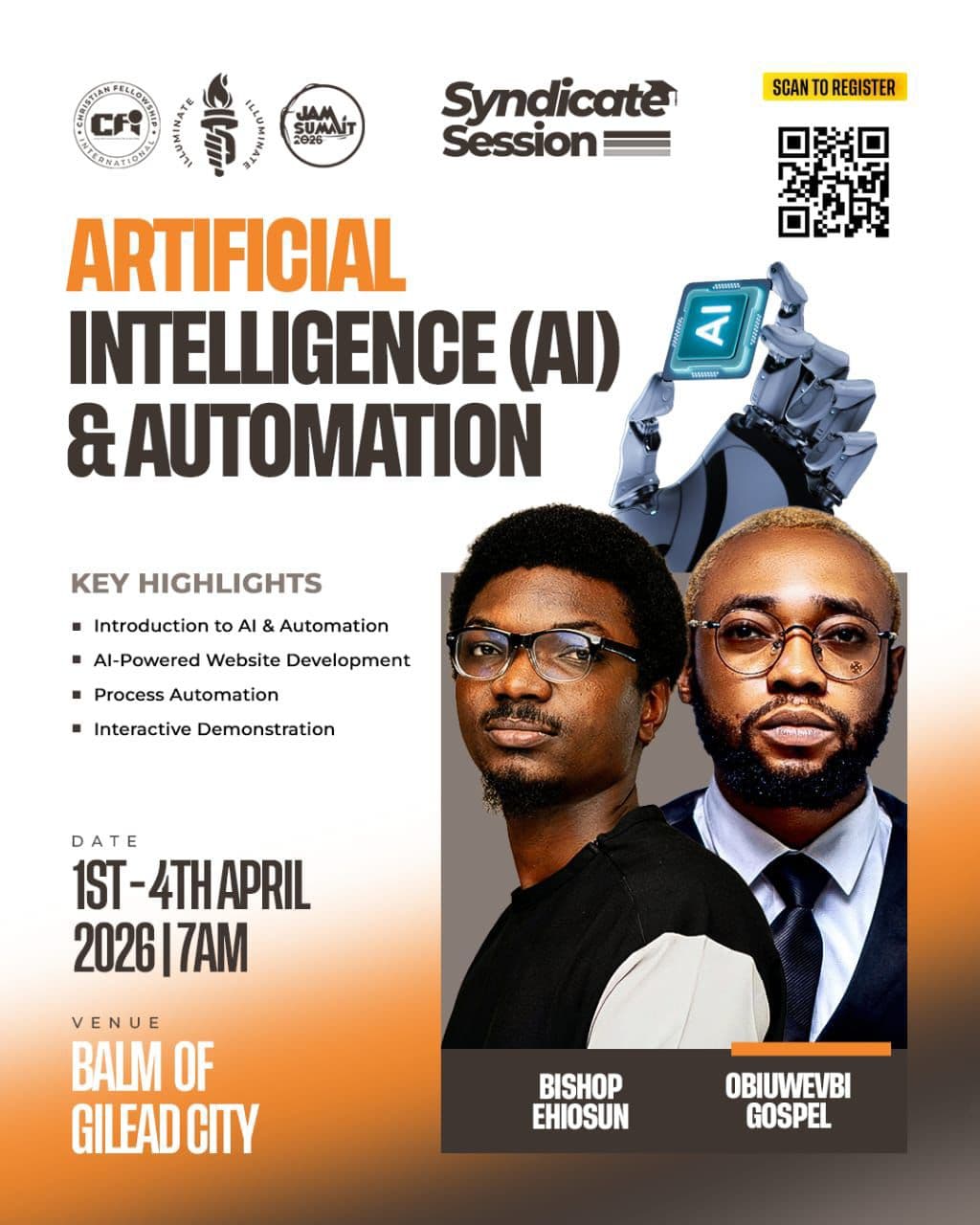 Event poster for the AI and Automation practical session